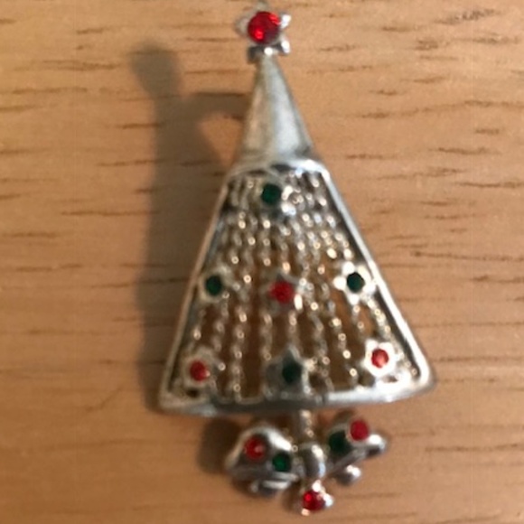 Christmas Tree Pendant Austrian Crystals Vintage - Picture 2 of 5